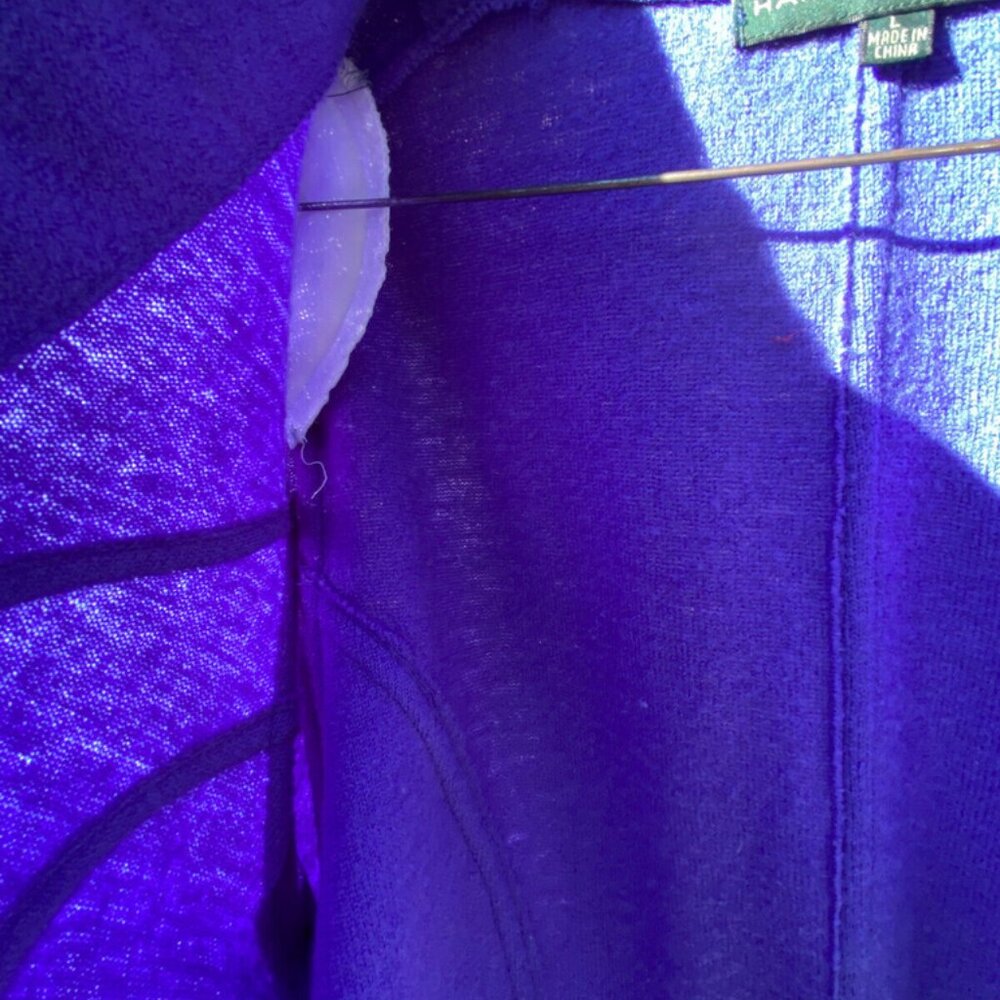 Harve Bernard Cardigan Sweater Like Jacket BluPur w/Front Buttons& Pockets Large - Picture 7 of 7